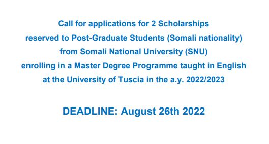 Call for applications for 2 Scholarships